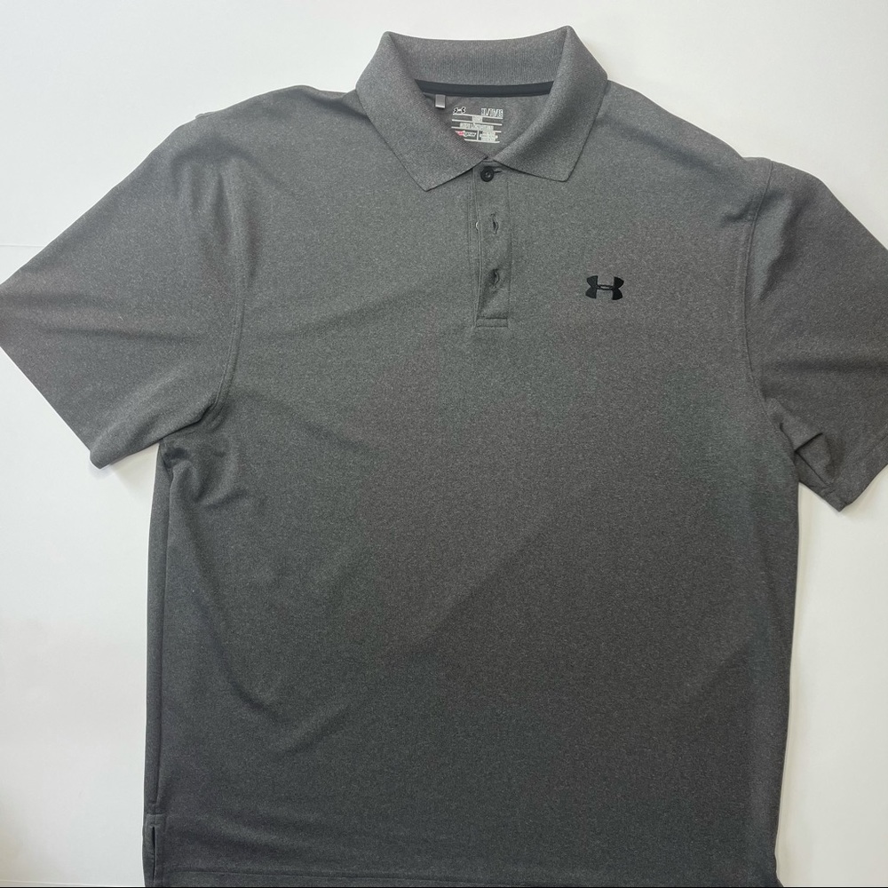Under Armour Gray Polo Golf Shirt Sz XL loose